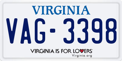 VA license plate VAG3398