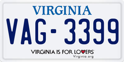 VA license plate VAG3399
