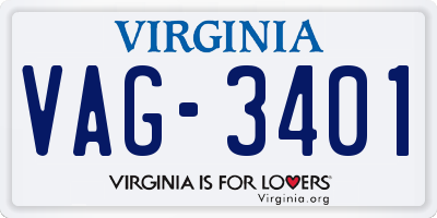 VA license plate VAG3401