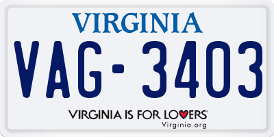 VA license plate VAG3403