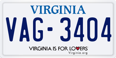 VA license plate VAG3404