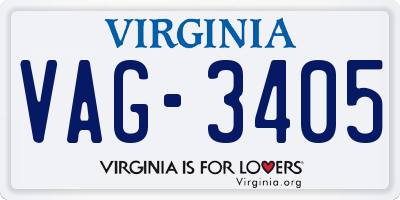 VA license plate VAG3405