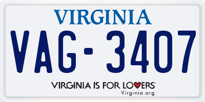 VA license plate VAG3407