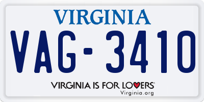 VA license plate VAG3410