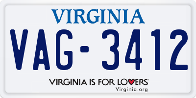 VA license plate VAG3412