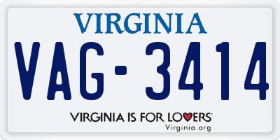 VA license plate VAG3414