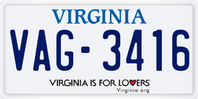 VA license plate VAG3416