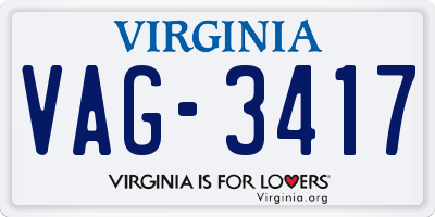 VA license plate VAG3417