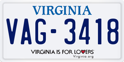 VA license plate VAG3418