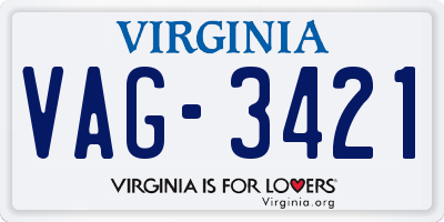 VA license plate VAG3421