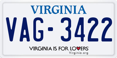 VA license plate VAG3422