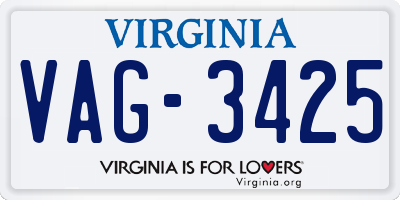 VA license plate VAG3425