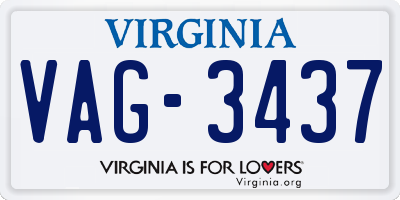 VA license plate VAG3437