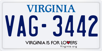 VA license plate VAG3442