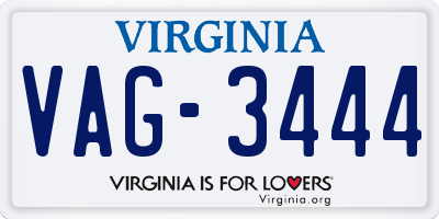 VA license plate VAG3444