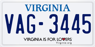 VA license plate VAG3445