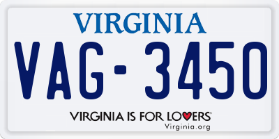 VA license plate VAG3450