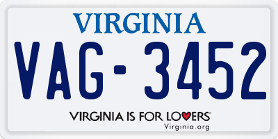 VA license plate VAG3452