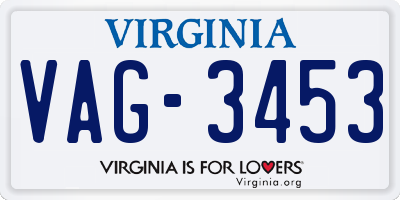 VA license plate VAG3453