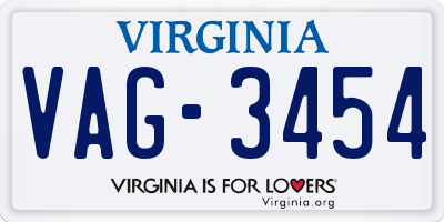 VA license plate VAG3454
