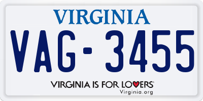 VA license plate VAG3455