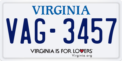 VA license plate VAG3457