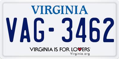 VA license plate VAG3462