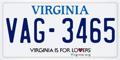 VA license plate VAG3465