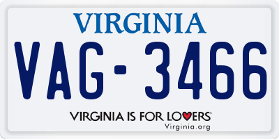 VA license plate VAG3466