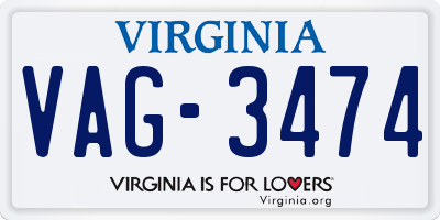 VA license plate VAG3474