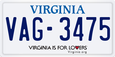 VA license plate VAG3475