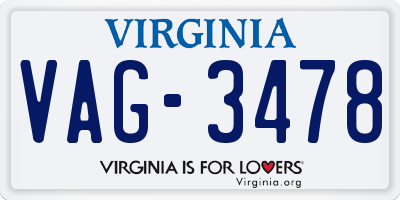 VA license plate VAG3478