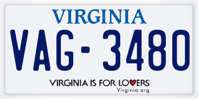 VA license plate VAG3480