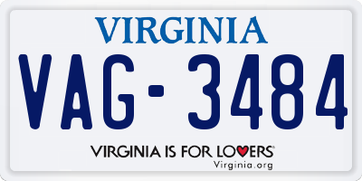 VA license plate VAG3484