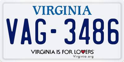 VA license plate VAG3486