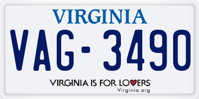 VA license plate VAG3490