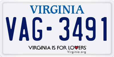 VA license plate VAG3491