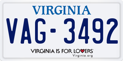 VA license plate VAG3492