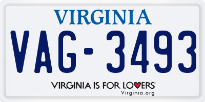 VA license plate VAG3493
