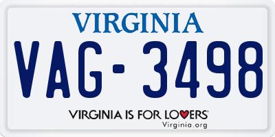 VA license plate VAG3498