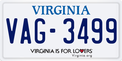 VA license plate VAG3499