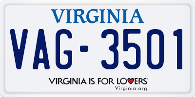VA license plate VAG3501