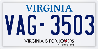 VA license plate VAG3503