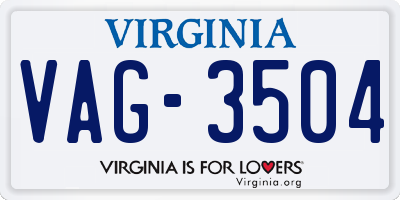 VA license plate VAG3504