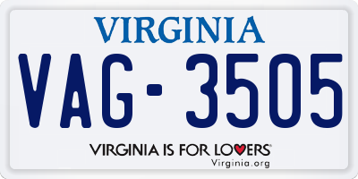 VA license plate VAG3505