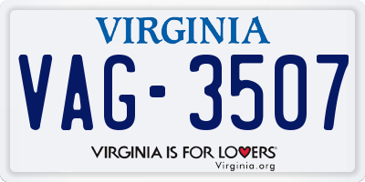 VA license plate VAG3507