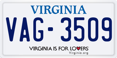 VA license plate VAG3509