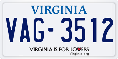 VA license plate VAG3512