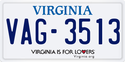 VA license plate VAG3513