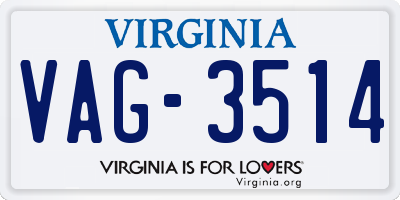 VA license plate VAG3514